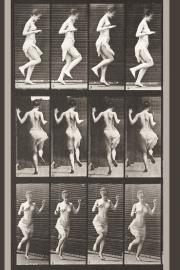 Semi-Nude Woman Hopping on Left Foot